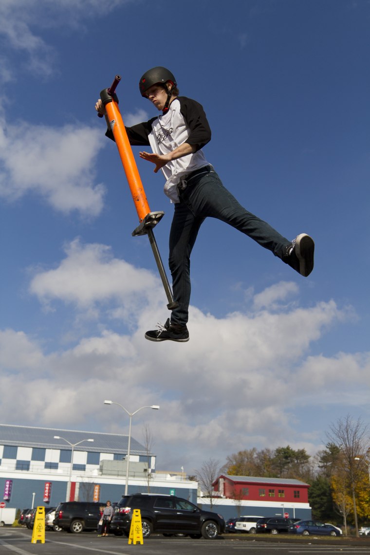 The record for the most Pogo Stick Jumps in One Minute is 265 achieved by Xpogo athlete Tone Staubs (USA) at Chelsea Piers, Stamford, Connecticut, USA to celebrate Guinness World Records Day 2012.